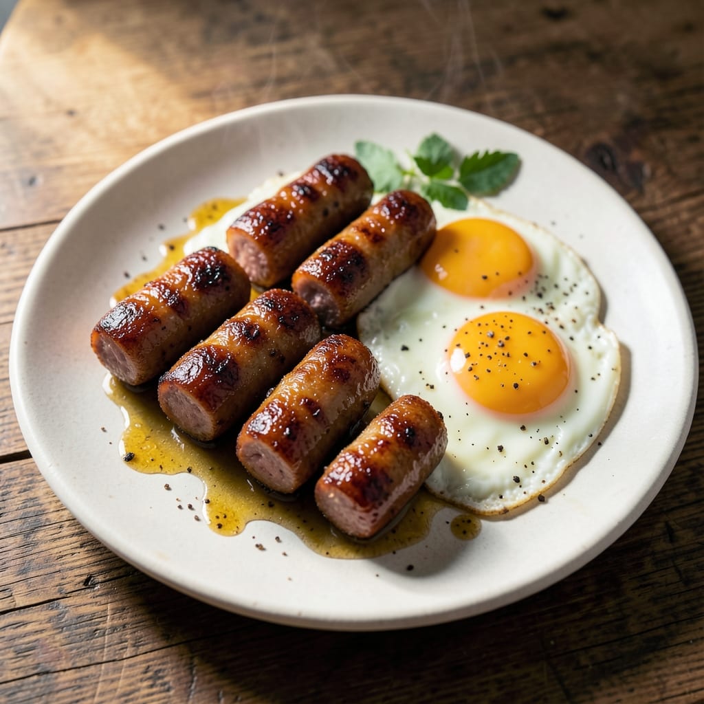 Breakfast Sausage and Eggs Recipe: Crispy Sausage Bites with Runny Yolk Magic