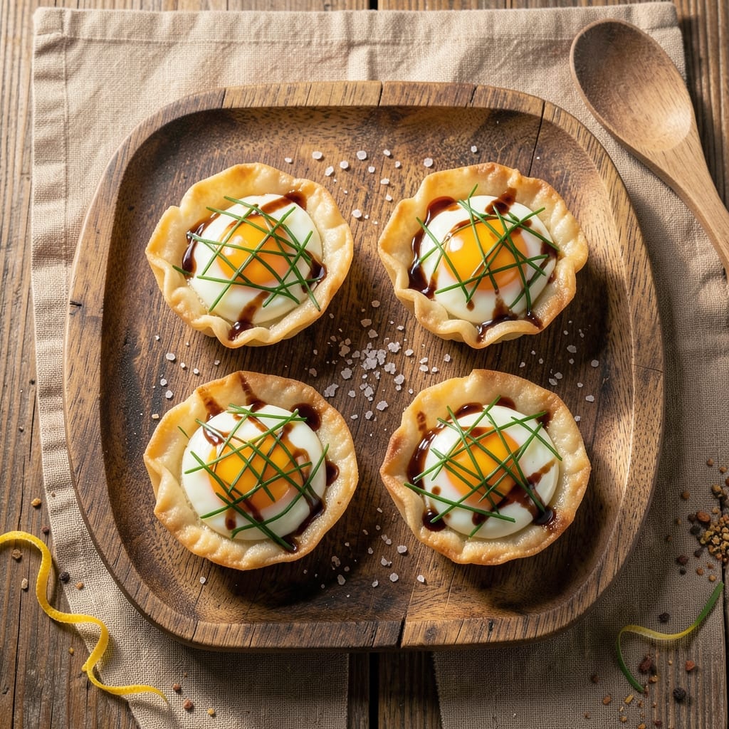 Easy One-Egg Recipe: Crispy Wonton Cups With Silky Yolk Surprise