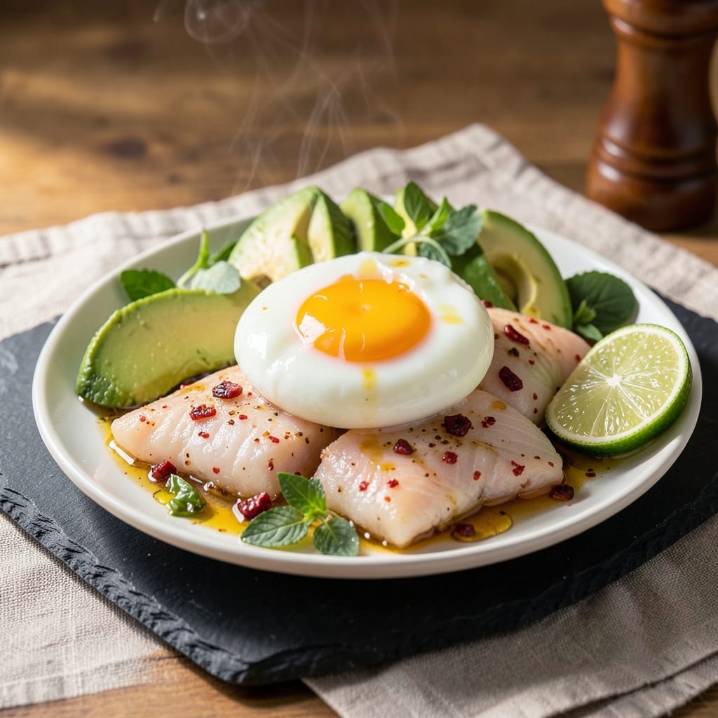 Egg Aguachile Recipe: Zesty Citrus-Marinated Poached Eggs With Avocado Heat
