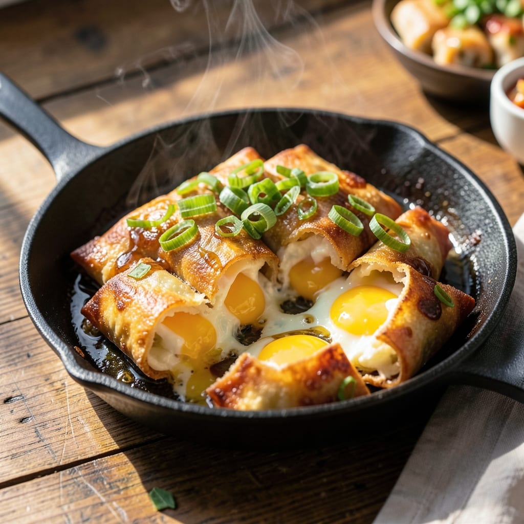 Broken Egg Roll Recipe: Crispy Wonton Cups With Runny Yolk Rivers