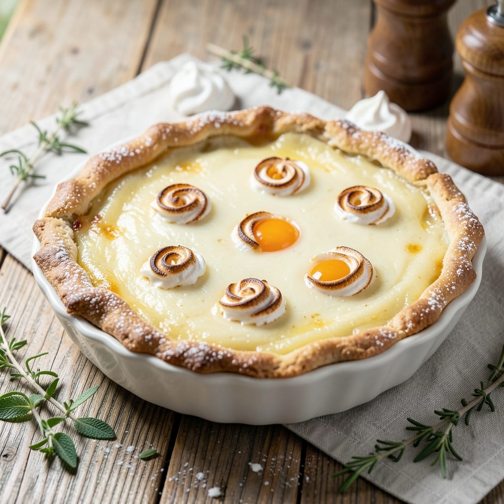 Baked Egg Pie Recipe: Flaky Crust Cradles Silky Yolk Rivers