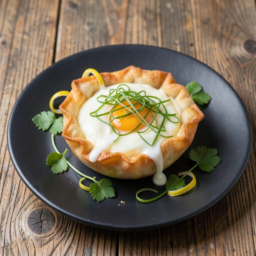 Baked Egg Recipe Ideas: Crispy Wonton Cups With Herbed Yolk Magic
