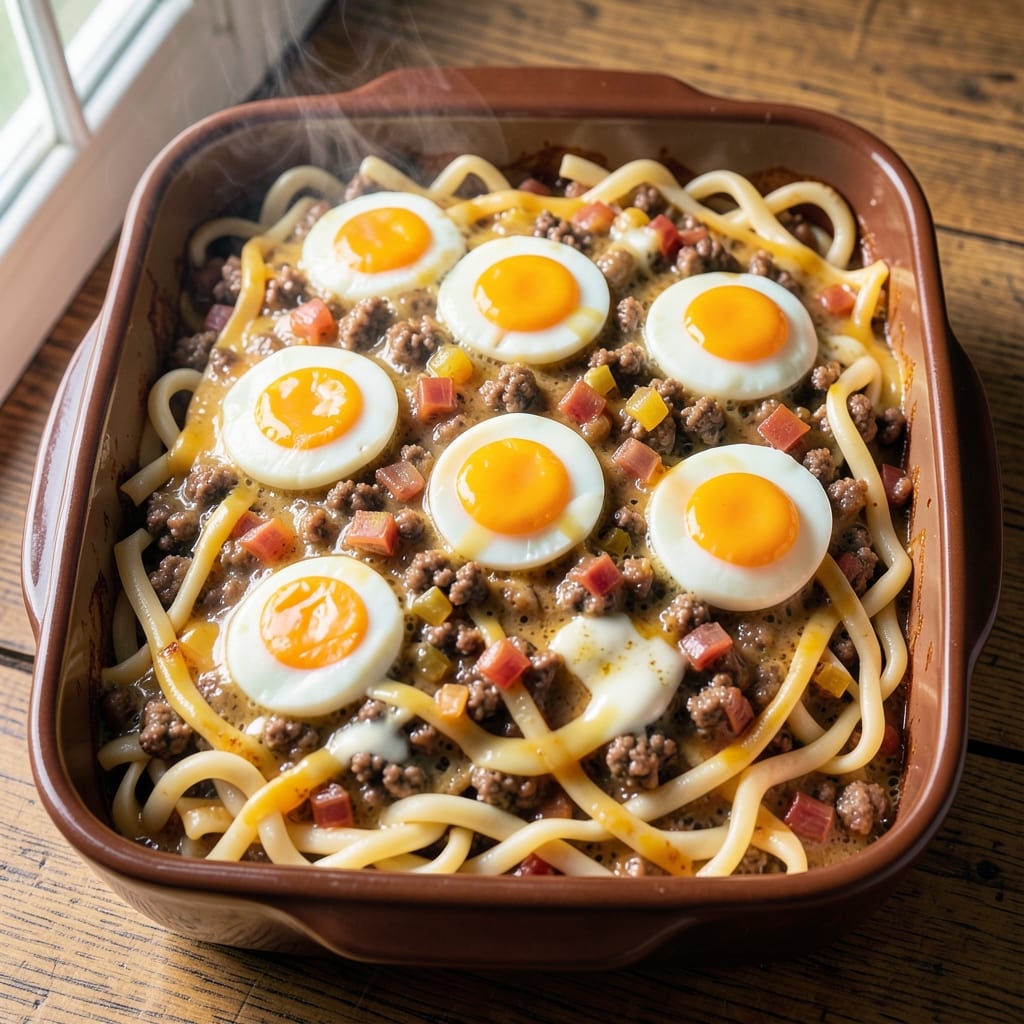 Beef and Egg Noodle Casserole Recipe: Hearty Breakfast Bake With Crispy Top