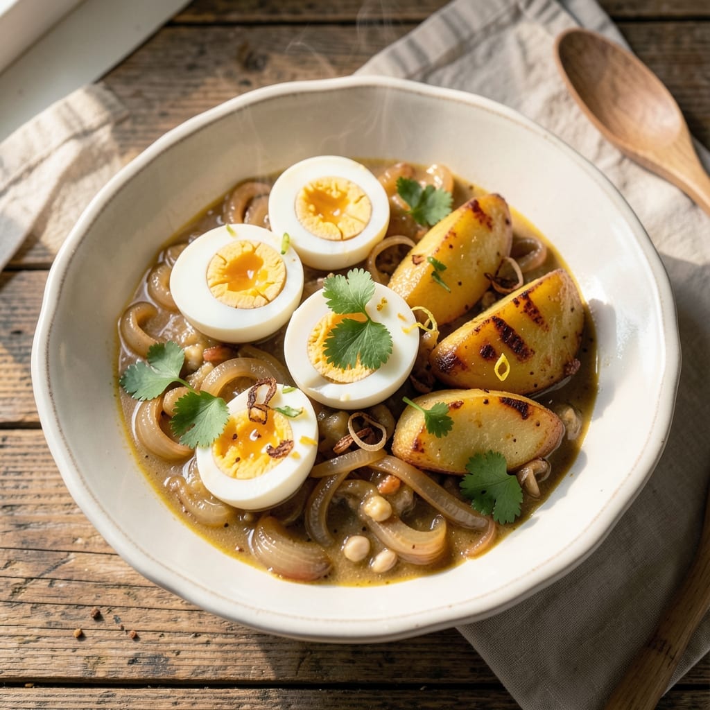 Boiled Egg and Potato Curry Recipe: Spiced Coconut Broth with Soft Eggs and Crispy Spuds