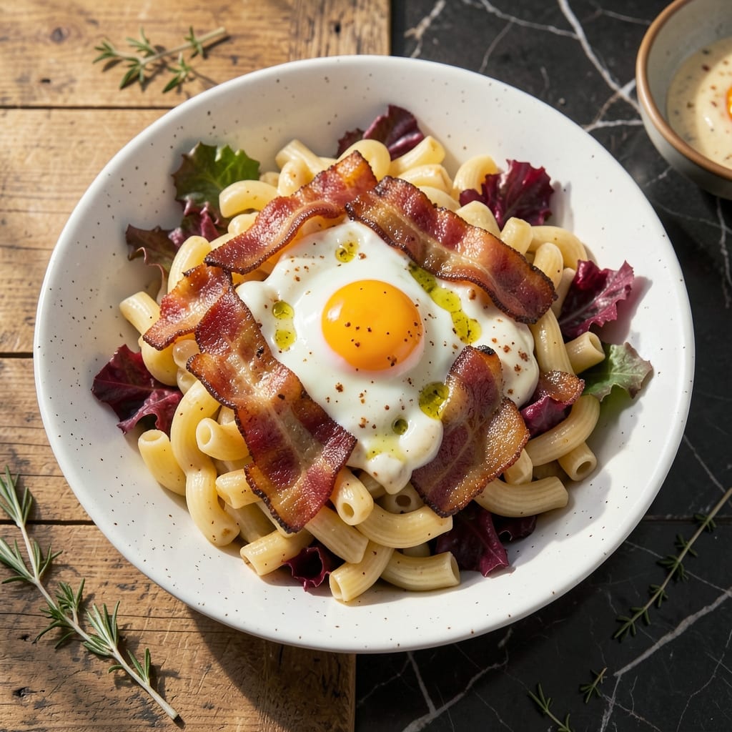 Bacon, Egg, and Macaroni Salad Recipe: Crispy Bits and Creamy Pasta Fusion