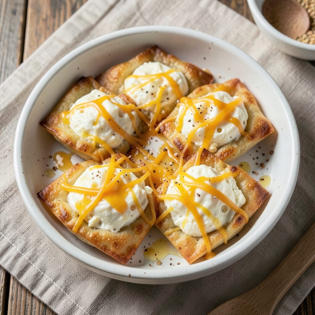 Cheesy Egg Bagel Air Fryer Recipe: Crispy Wonton Cups With Melty Cheese Rivers
