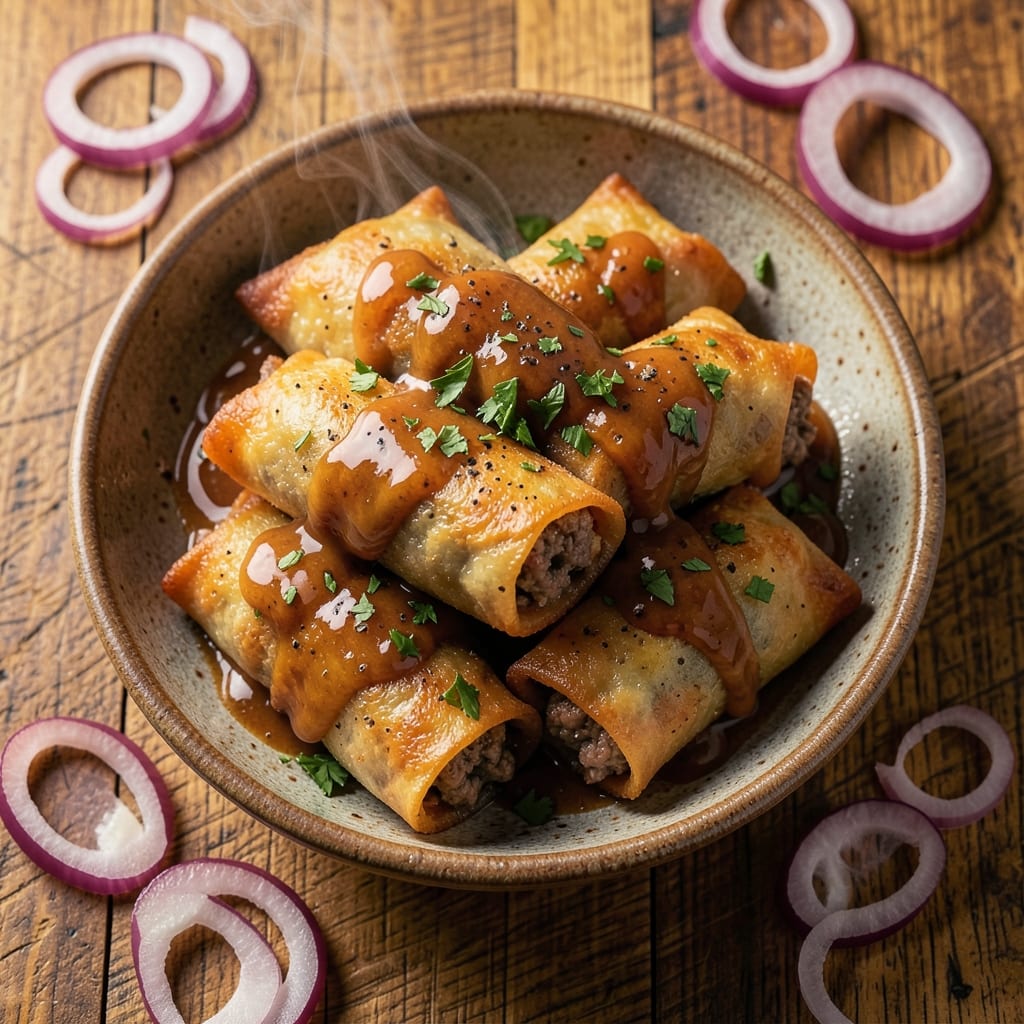 Donair Egg Rolls Recipe: Breakfast Bites With Spiced Meat and Crispy Wonton Crunch