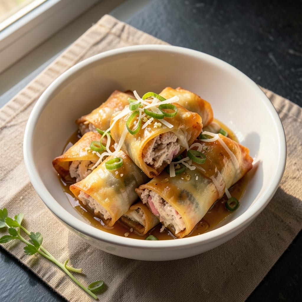Chicken and Cheese Egg Rolls Recipe: Crispy Wonton Shells With Melty Centers