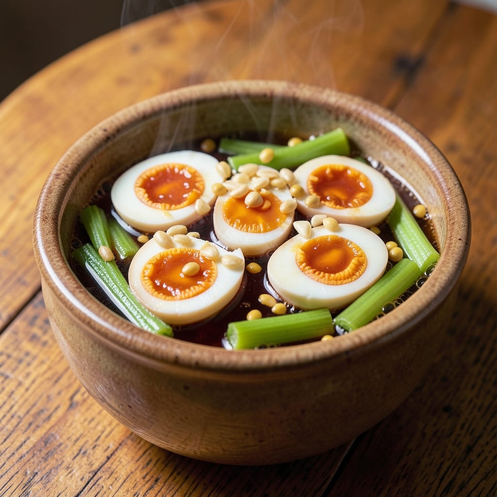 Boiled Egg Pickle Recipe: Crunchy Celery and Vinegar Zing