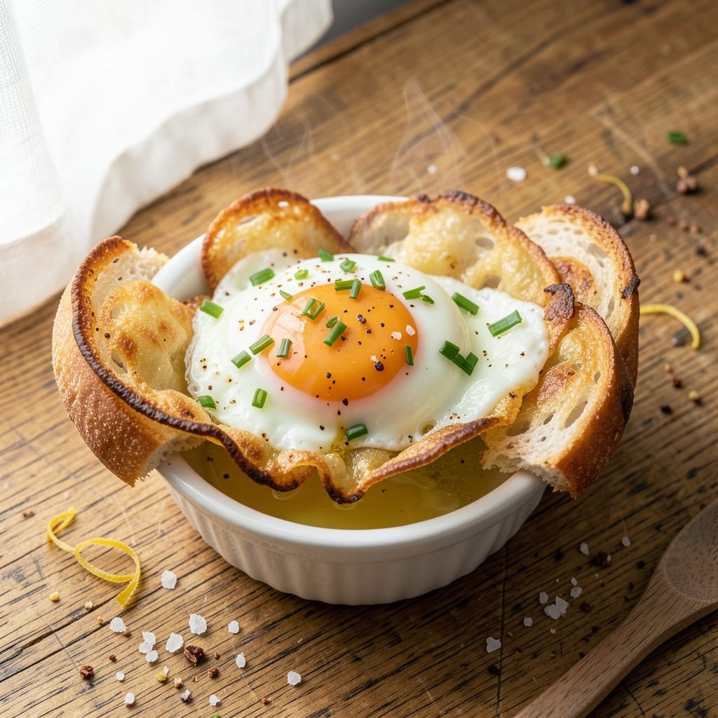 Breakfast Recipe With Egg and Bun: Crispy Wonton Cups Stuffed With Herbed Yolk