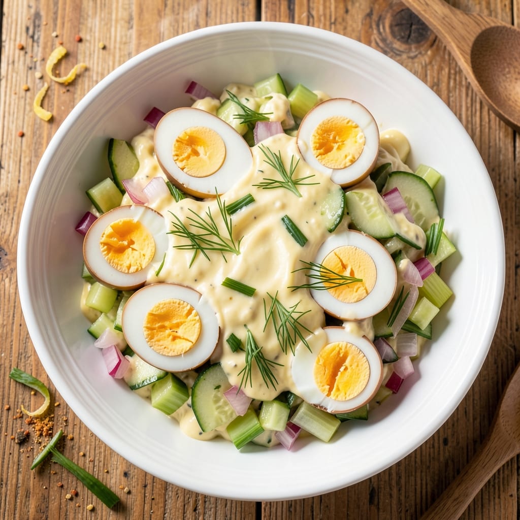 Chunky Egg Salad Recipe: Bold Celery-Cucumber Crunch Without Dressing Overload