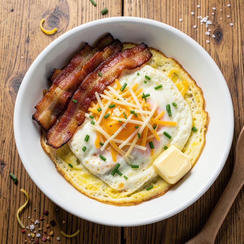 Egg and Bacon Omelet Recipe: Crispy Bacon Layers and Silky Egg Ribbons