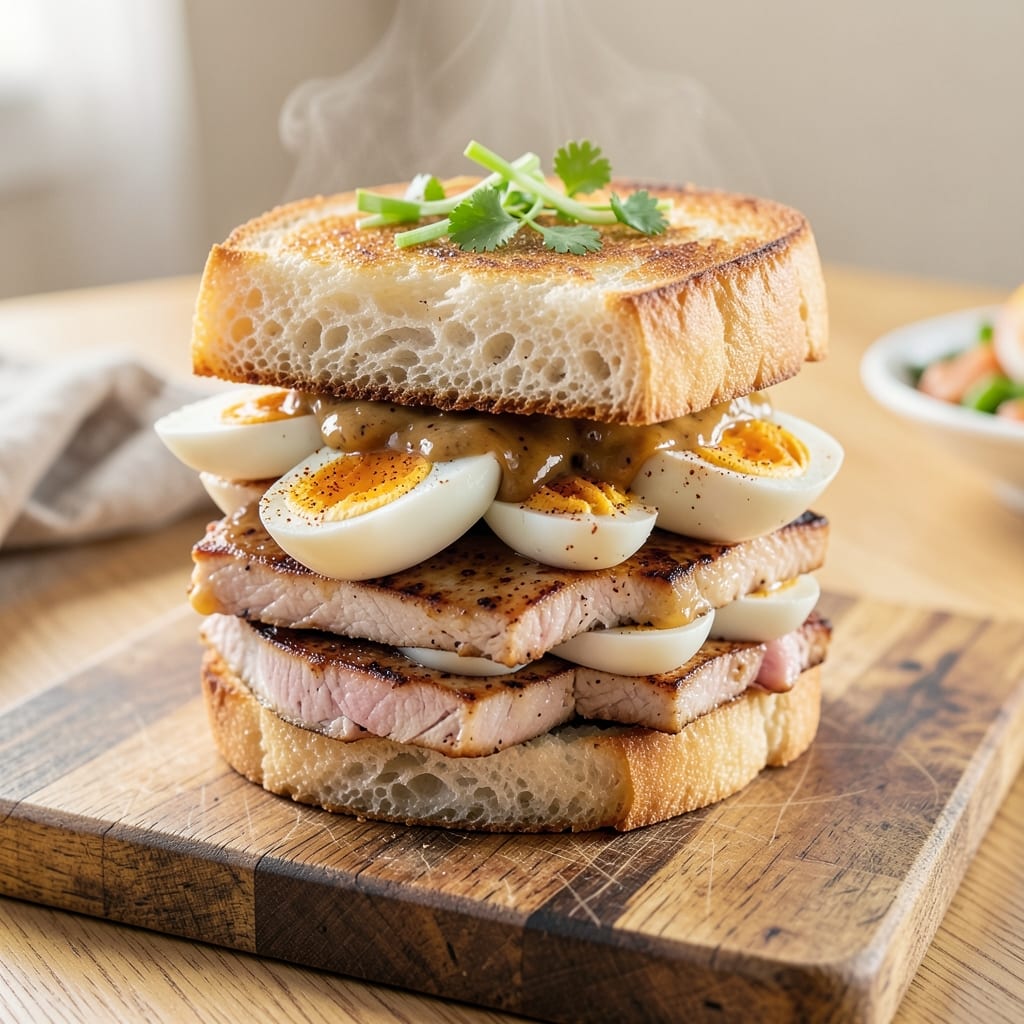 Chicken Egg Mayo Sandwich Recipe: Crispy Toasted Buns with Creamy Yolk Rivers