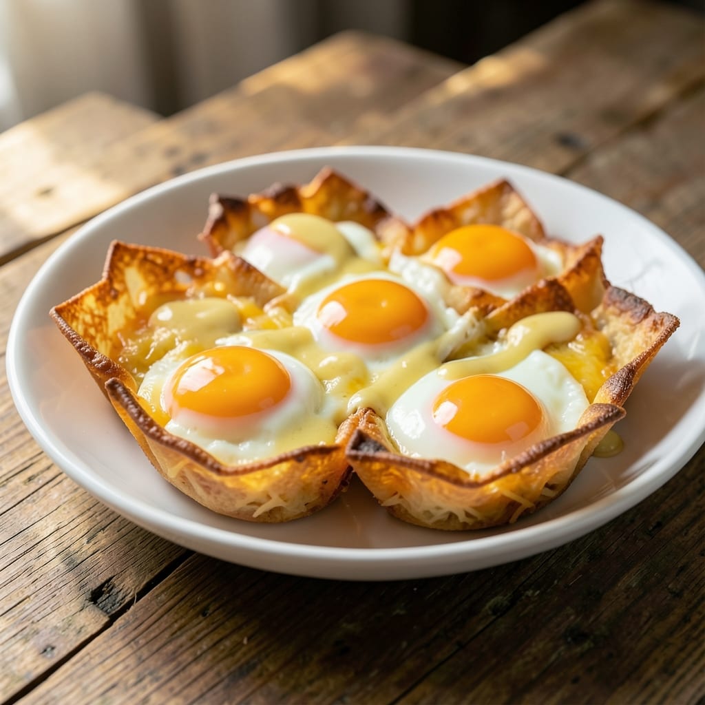 Egg and Cheese Wonton Cups Recipe: Crispy Shells With Silky Yolk Rivers