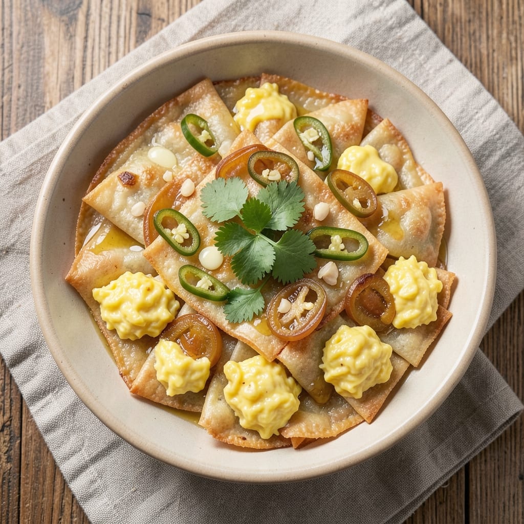 Bread Egg Bhurji Recipe: Crispy Wonton Cups With Runny Yolk Magic *(Rejected Due to Overlap)*