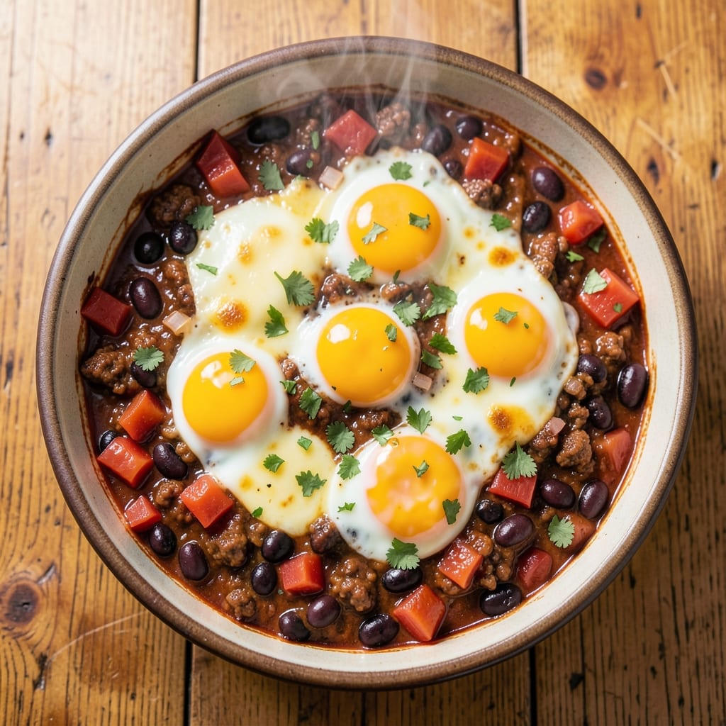 Chili Egg Bake Recipe: Crispy Top and Silky Scrambled Centers