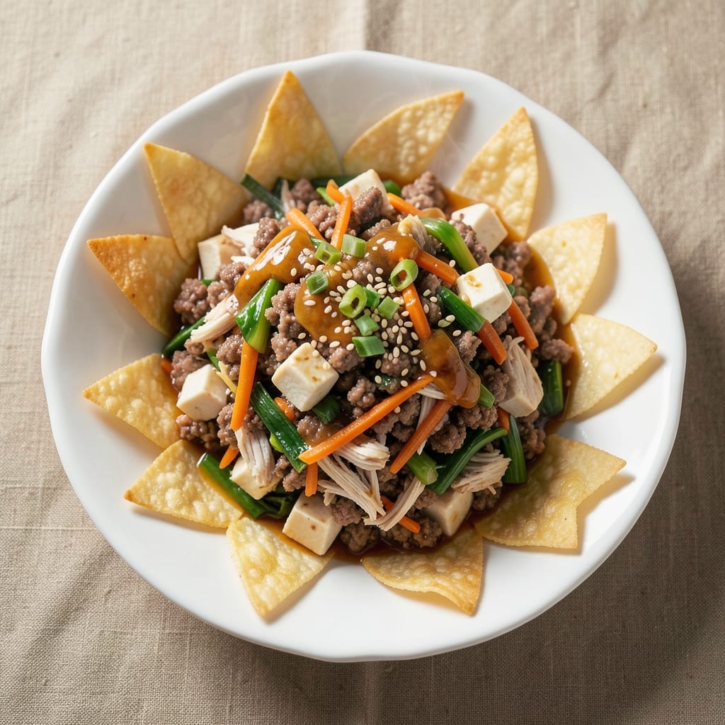 Bobby Flay's Egg Roll in a Bowl Recipe: Crispy Wonton Crunch Meets Silky Scrambled Yolk
