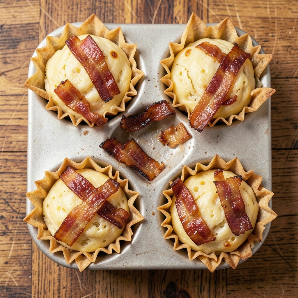 Egg Bacon Muffin Cups Recipe: Crispy Wonton Shells With Runny Yolk Surprises