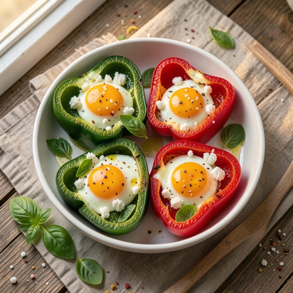 Baked Egg in Bell Pepper Recipe: Crispy Peppers with Silky Yolk Centers