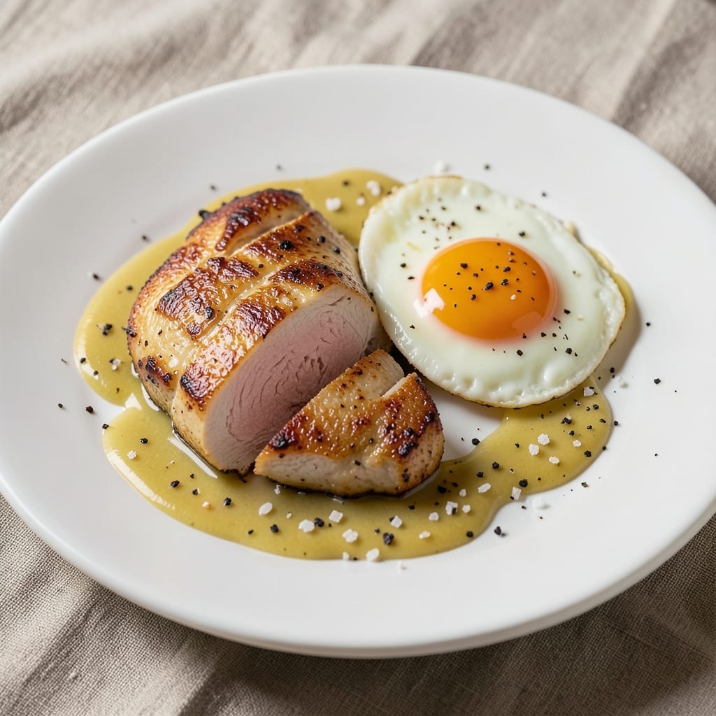 Chicken Breast and Egg Recipe Ingredients: Crispy-Pan Seared With Silky Poached Centers