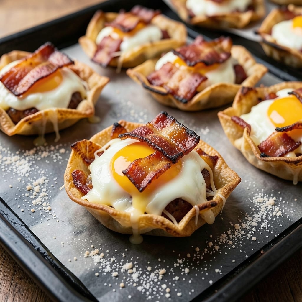 Bacon, Egg, and Cheese Bombs Recipe: Crispy Wonton Cups With Gooey Pull-Apart Centers