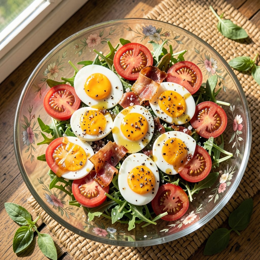 Egg and Tomato Salad Recipe: Crispy Croutons and Creamy Yolk Balance