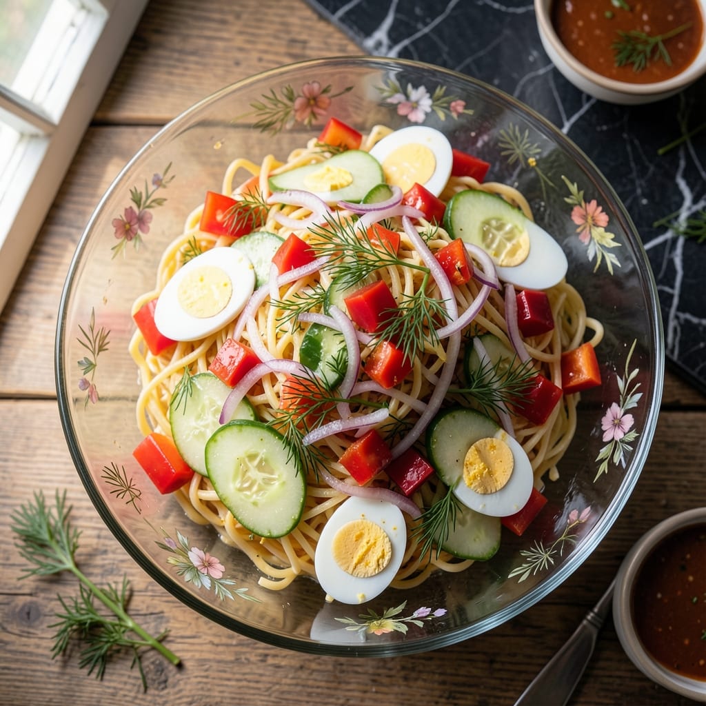 Cold Egg Noodle Salad Recipe: Zesty-Lemon Dressing That Stays Fresh All Day