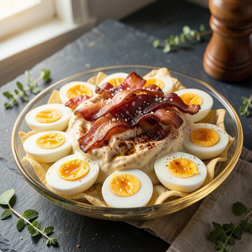 Deviled Egg Dip With Bacon Recipe: Crispy Wonton Cups Stuffed With Smoky Yolk Filling