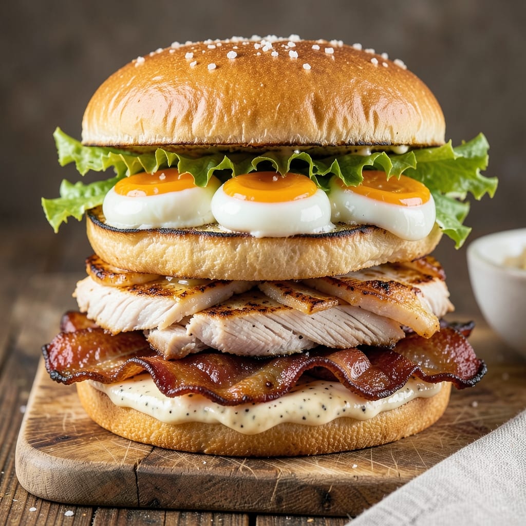 Chicken and Egg Club Sandwich Recipe: Stacked Comfort with Crispy Bacon Layers