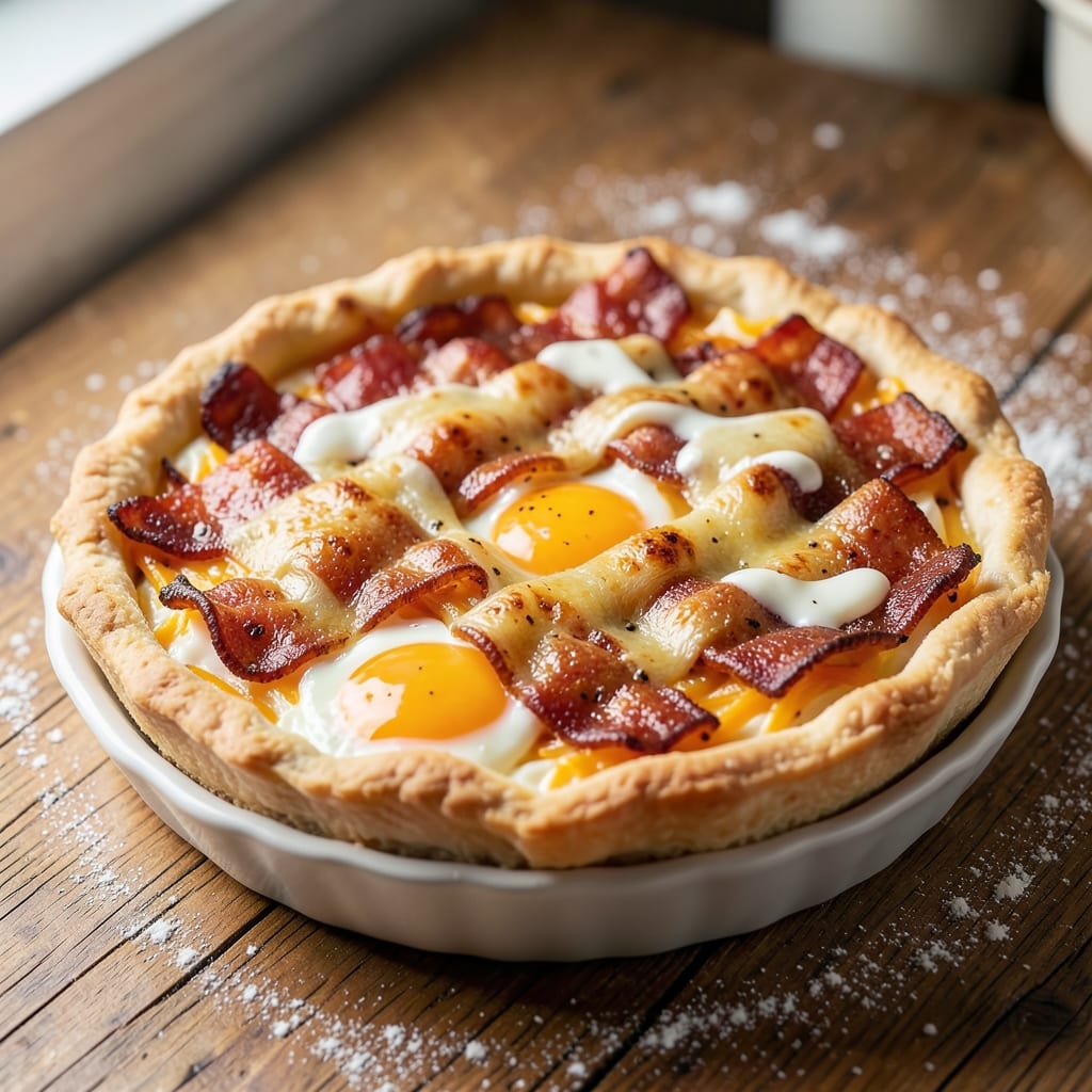 Bacon, Egg, and Cheese Pie Recipe: Flaky Crust With Runny Yolk Magic