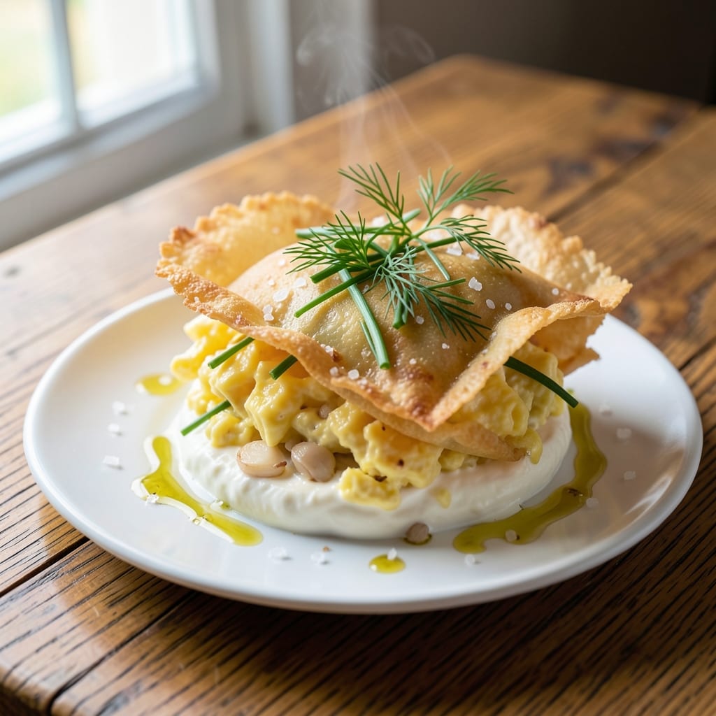 Egg-Based Recipe: Crispy Wonton Cups With Herbed Scramble Bliss