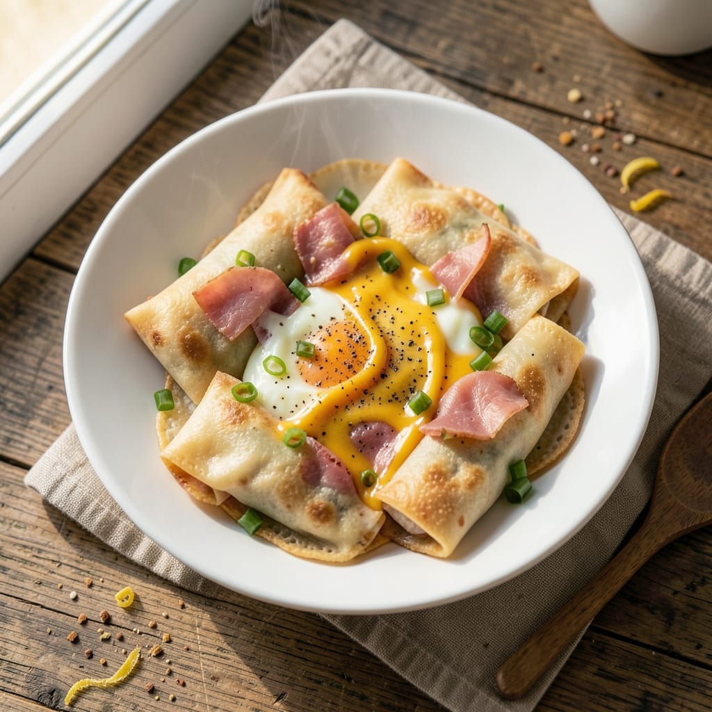 Breakfast Egg Roll Ups Recipe: Wonton-Crusted Bites With Runny Yolk Magic