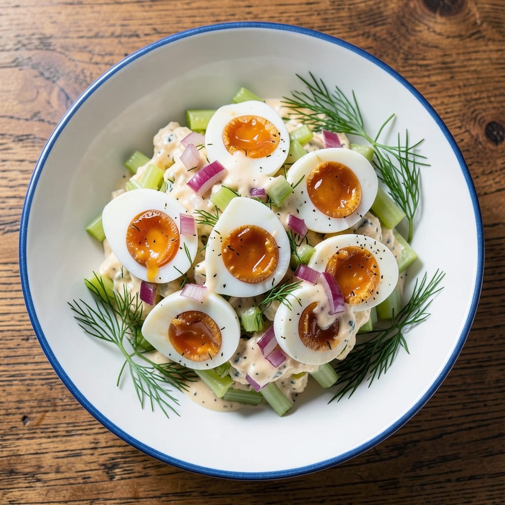 Deluxe Egg Salad Recipe: Crispy Celery Bites and Creamy Yolk Magic