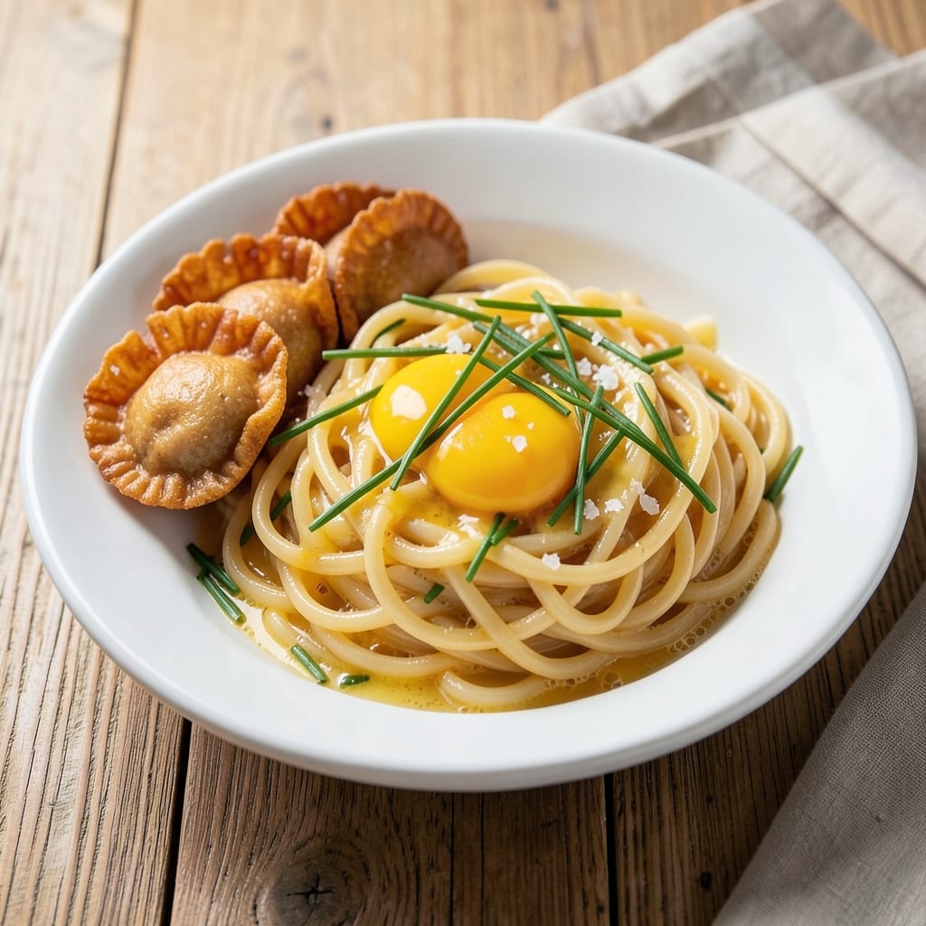 Butter Noodles with Egg Noodles Recipe: Silky Yolk Rivers in Crispy Wonton Cups