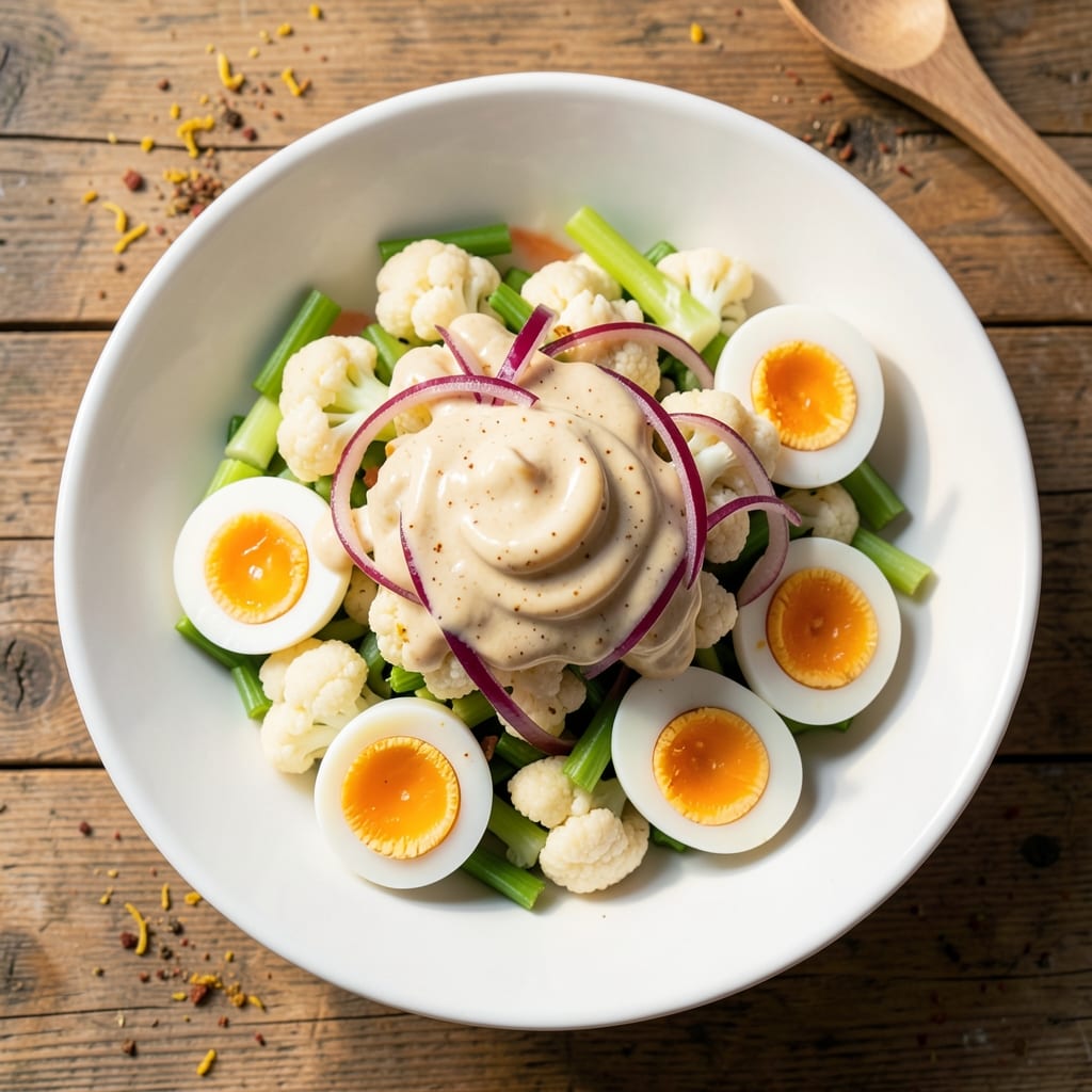 Cauliflower Egg Salad Recipe: Lightened-Up Lunch With Crunchy Celery Bites